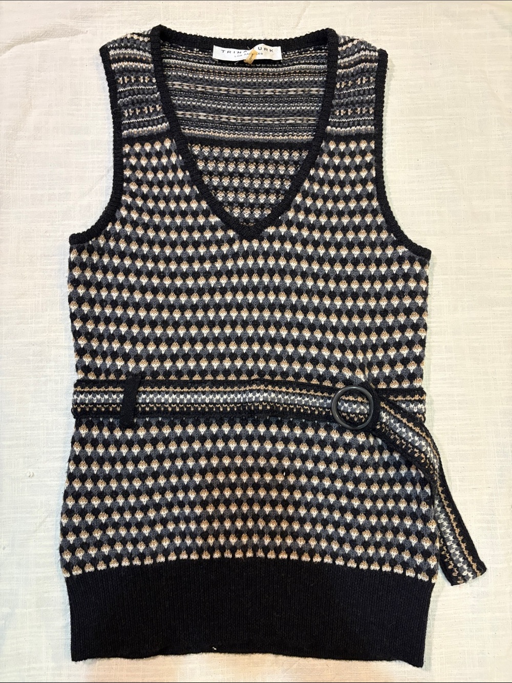 Trina Turk wool belted sweater vest. Size medium